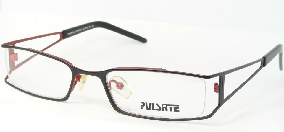 PULSATE ITALIAN DESIGN Unique P108 BLACK / RED EYEGLASSES GLASSES 52-19-... - $47.09