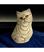 Cats by Nina Lyman White Persian Cat 8” Vase Ceramic Art Pottery Hand Pa... - $659.52 MXN