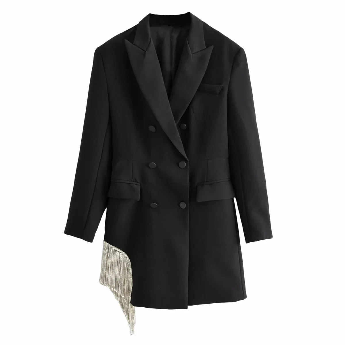 Women   Double-breasted Blazers Coat Vintage Long Sleeves Female Black S... - $251.68