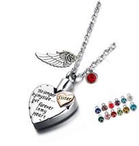 Heart Cremation Urn Necklace for Ashes Angel Wing 12 - £49.91 GBP