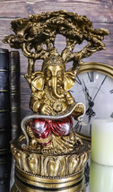 Vastu Hindu God Ganesha Writing Mahabharata Scrolls By Tree Of Life Figurine - £30.63 GBP