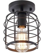 Industrial Vintage Flush Mount Ceiling Light, Rustic Metal Cage Pendant ... - £20.59 GBP