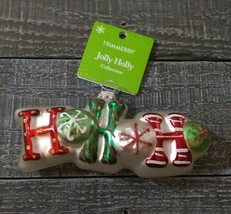 Trimmerry Jolly Holly Collection Ho Ho Ho Christmas Ornament Glass New - £19.93 GBP