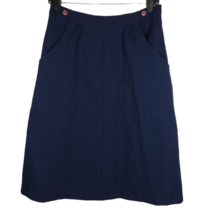Vintage Malouf Of Dallas Women&#39;s Navy Midi Skirt, Pockets, Buttons, Size... - $39.99