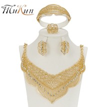 MUKUN 2017 Latest Original Fashion Dubai Gold color full crystal bridal jewelry  - £17.83 GBP