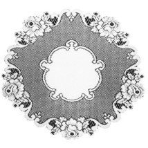 Heritage Lace Vintage Rose 20-Inch Round Doily, White - $20.00