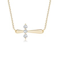 ANGARA Lab-Grown 0.16 Ct Diamond Sideways Cross Necklace in 14K Gold for... - £360.22 GBP