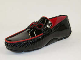 Men's GENIO Casual Dress Shoes Turkey Patent Leather 120580105 Black Red image 3