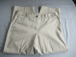 L.L.Bean pants Favorite Fit 12P beige flat front straight inseam 26&quot; 100... - $13.67