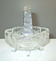 Vintage Cut Glass Crystal Small Basket Footed Bird Pattern Hofbauer - £12.92 GBP