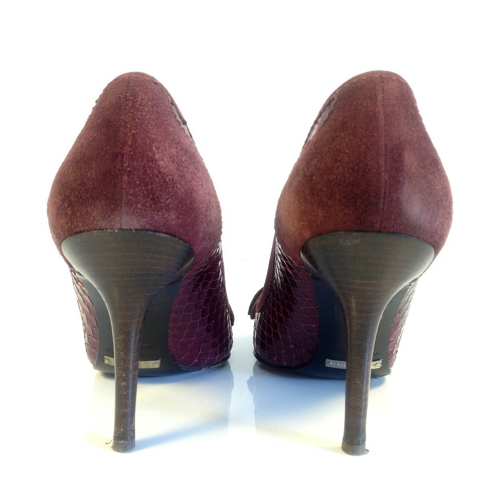Dolce & Gabbana bordeaux snakeskin & suede leather pointy classic pumps Item image 2