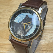 Relic Gray Wolf Quartz Watch ZR-95003 Unisex Dual Tone Leather Japan New Battery - £22.40 GBP