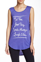 NWT Womens New Pink Lotus Purple Top M Logo Yoga Run Love Smile Be Free Laugh  - $68.31