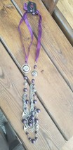 Paparazzi Long Necklace &amp; Earring Set (New) #254 All The Trimmings Purple - £6.08 GBP