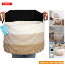 Elegant Round Cotton Rope Storage Basket - 20" x 13" for Laundry &amp; Toys - $76.18