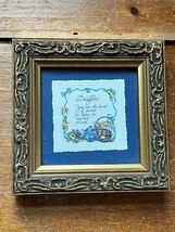 Blue Teapot &amp; Cup w Bread Basket Print &amp; DAUGHTER Saying in Ornate Wood ... - £7.46 GBP