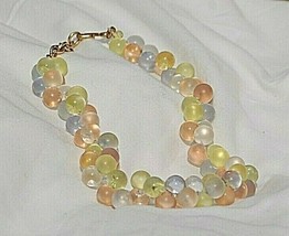 Monet Wisteria Lucite Pastel Bubble Beaded Runway Designer Necklace Hang Tag - £98.91 GBP