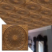 Dundee Deco Rustic Floral Antique Gold Glue Up or Lay in, PVC 3D Decorative Ceil - £14.63 GBP+