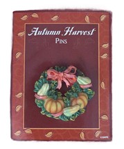 GAMZ Autumn Harvest pin wreath brooch Fall Thanksgiving pumpkins - $57.10 MXN