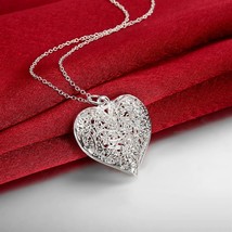 Flower Heart-shaped Necklace Silver-plated Foreign Trade Jewelry Girls E... - $23.99