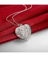 Flower Heart-shaped Necklace Silver-plated Foreign Trade Jewelry Girls E... - $32.91 CAD