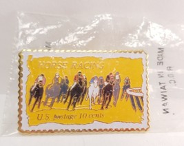 USPS Horse Racing 10 Cent Stamp Lapel Hat Pin Pinback Enameled Metal - £4.90 GBP