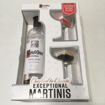 Ketel one empty vodka bottle with limited edition martini glasses still ... - $52.42