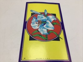 Broom Label Vintage 1930&#39;s Easter Lily Yellow Blue Art Deco Litho 6&quot; x 3.5&quot; - £9.66 GBP
