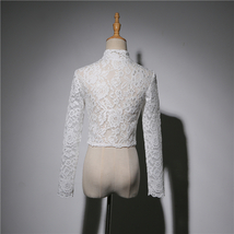 Empire Long Sleeve Lace Crop Top Button Down Custom Wedding Bridal Lace Top image 3