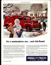 It&#39;s a masterpiece too Dodge Panel Truck ad 1946 snowman &amp; sled e8 - £20.70 GBP