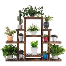 Modern Farmhouse 6-tier Wooden Bookcase Plant Stand Shelving Unit - $337.92 CAD