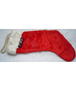 Vintage Plush Red Christmas Stocking With Jingle Bells - $8.99
