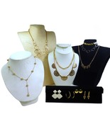 11 Pc. Mix Lot of Necklaces Bracelet Earrings Yellow &amp; Rose Gold Tone Je... - £15.10 GBP