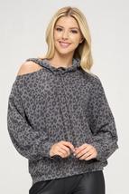 Animal Print Hoodie with Cold Shoulder - £39.82 GBP