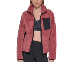 Calvin Klein Womens Diamond-Pattern Fleece Jacket Color Mauve Size XX-Large - £74.64 GBP