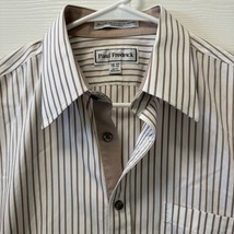 Paul Fredrick Non-Iron Two Ply Cotton Pinpoint Dress Shirt 16 32 Brown White - $19.87