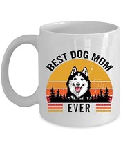 Best Dog Mom Ever Husky Coffee Mug 15oz Ceramic Gift For Dogs Lover, Vintage Sun - £15.78 GBP