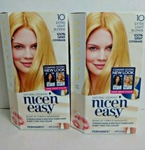 2 Pack Clairol Nice&#39;n Easy #10 Extra Light Blonde Permanent Natural Hair Color - £18.19 GBP