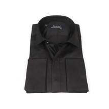 Men's Tux Shirt FAMOZO Turkey 100% Cotton French Cuffs Wing Tip FA3 Black image 3