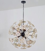 1950 Century Brass White Agate Stone Urchin Sputnik Chandelier Vintage Stilnovo - £297.46 GBP