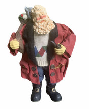 Clothique Golfing Santa Claus Figurine Golf Club Bag Argyle Sweater Coat Pipe - £19.94 GBP