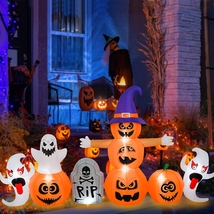 9FT Wide Halloween Outdoor Decorations with Built-In Led&#39;S Ghost Tombst - £67.16 GBP