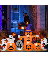 9FT Wide Halloween Outdoor Decorations with Built-In Led&#39;S Ghost Tombst - £65.56 GBP