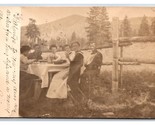 RPPC Molly &amp; Rose Have Picnic at Quoggy Jo Base Presque Isle ME 1905 Pos... - $16.88