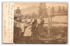RPPC Molly &amp; Rose Have Picnic at Quoggy Jo Base Presque Isle ME 1905 Postcard - £13.27 GBP