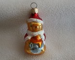 Disney Winnie the Pooh Glass Christmas Tree Ornament 3&quot; Santa Outfit Hat... - £7.11 GBP