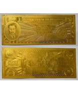 Philippine English Series 50 Pesos Quirino-Cuaderno GOLD FOIL Banknote A... - $2,153.09 CAD