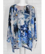 JESS &amp; JANE Shirt French Brushed Carolina Blue Grey Floral Print NWT Small - £62.31 GBP