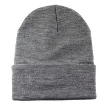 Unisex Plain Warm Knit Beanie Hat Cuff Skull Ski Cap Light gray 1pcs - $9.99