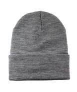 Unisex Plain Warm Knit Beanie Hat Cuff Skull Ski Cap Light gray 1pcs - £7.89 GBP
